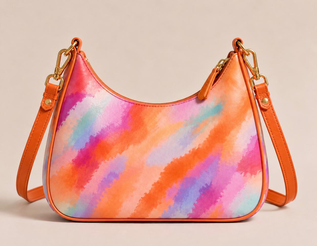 RodriguezAdams Artistic Shoulder Tie-dye  Orange Pink Bag