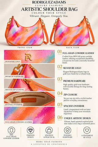 RodriguezAdams Artistic Shoulder Tie-dye  Orange Pink Bag