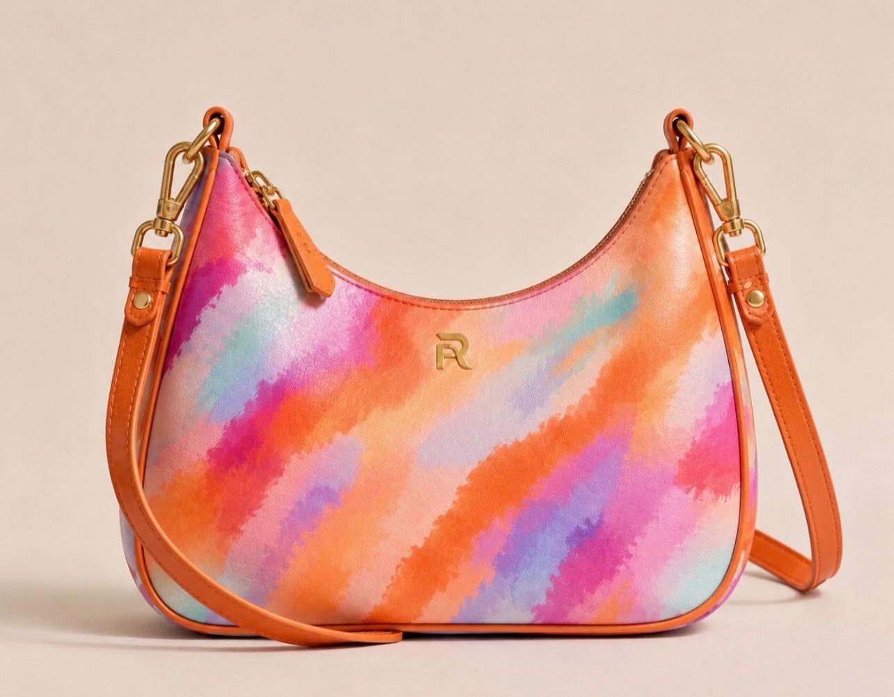 RodriguezAdams Artistic Shoulder Tie-dye  Orange Pink Bag