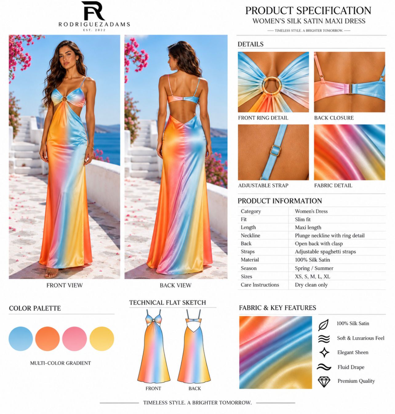 RodriguezAdams Silk Satin Maxi Dress