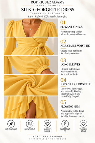 Silk Georgette Wrap Dress - Yellow