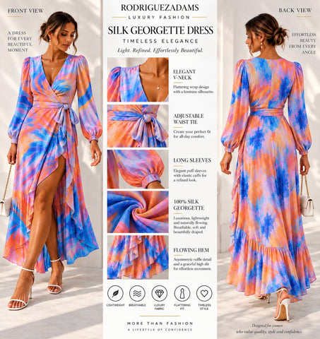 Silk Georgette Wrap Dress - Flora Pink