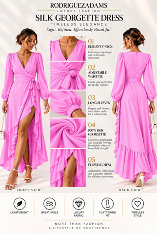 Silk Georgette Wrap Dress - Pink