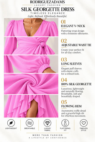 Silk Georgette Wrap Dress - Pink
