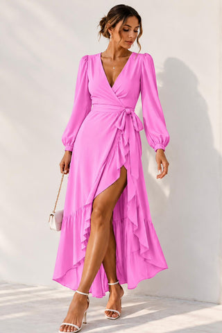 Silk Georgette Wrap Dress - Pink