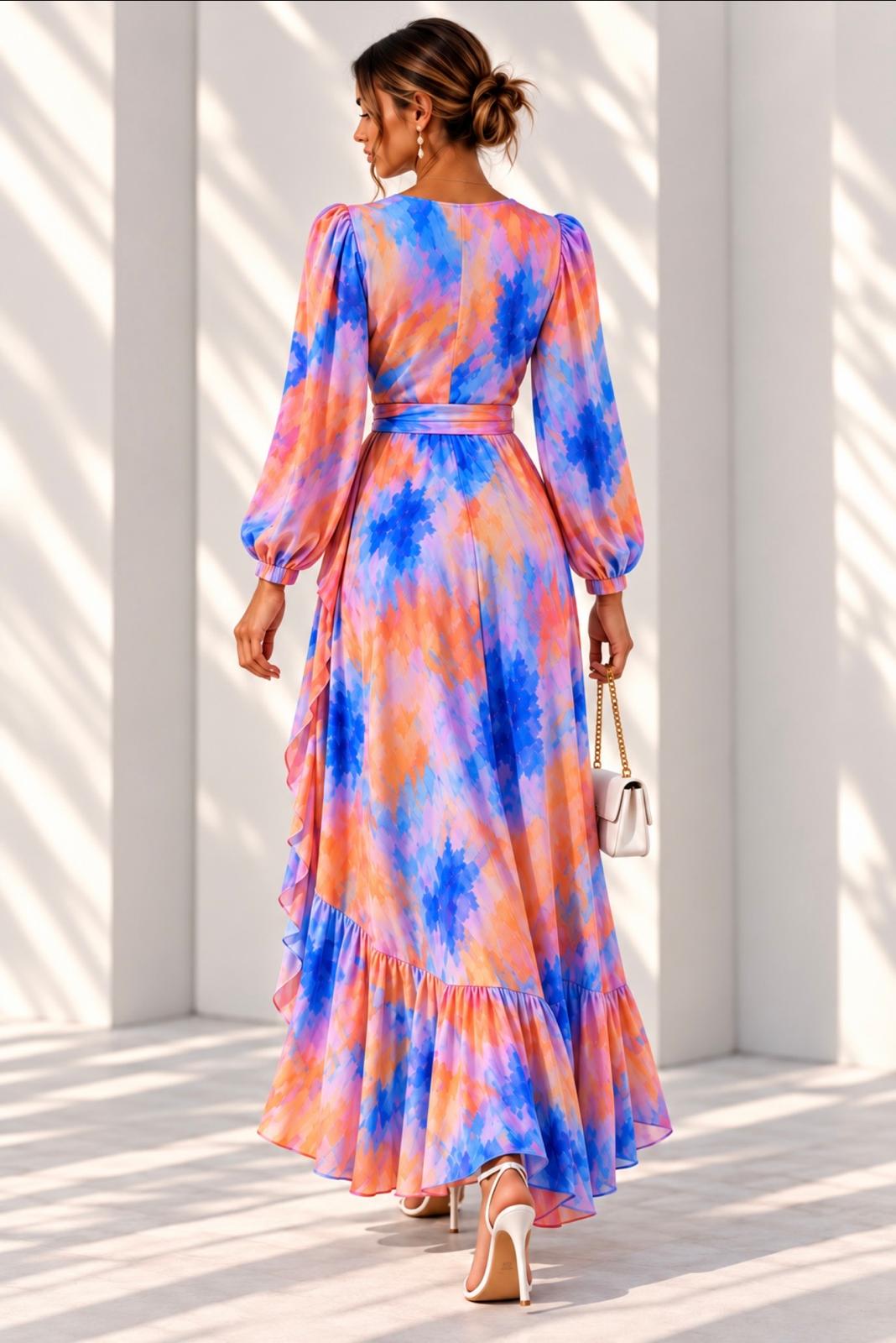 Silk Georgette Wrap Dress - Flora Pink