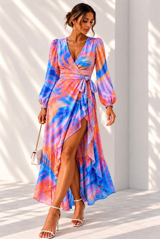 Silk Georgette Wrap Dress - Flora Pink