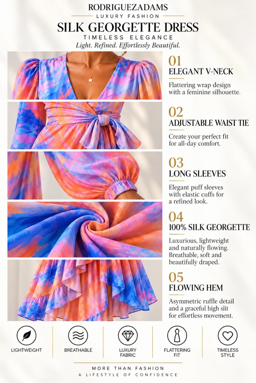 Silk Georgette Wrap Dress - Flora Pink
