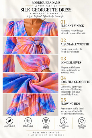 Silk Georgette Wrap Dress - Flora Pink